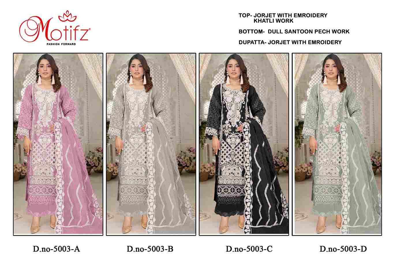 Motifz Hit Design 5003 Colours By Motifz 5003-A To 5003-D Series Beautiful Pakistani Suits Colorful Stylish Fancy Casual Wear & Ethnic Wear Georgette Dresses At Wholesale Price