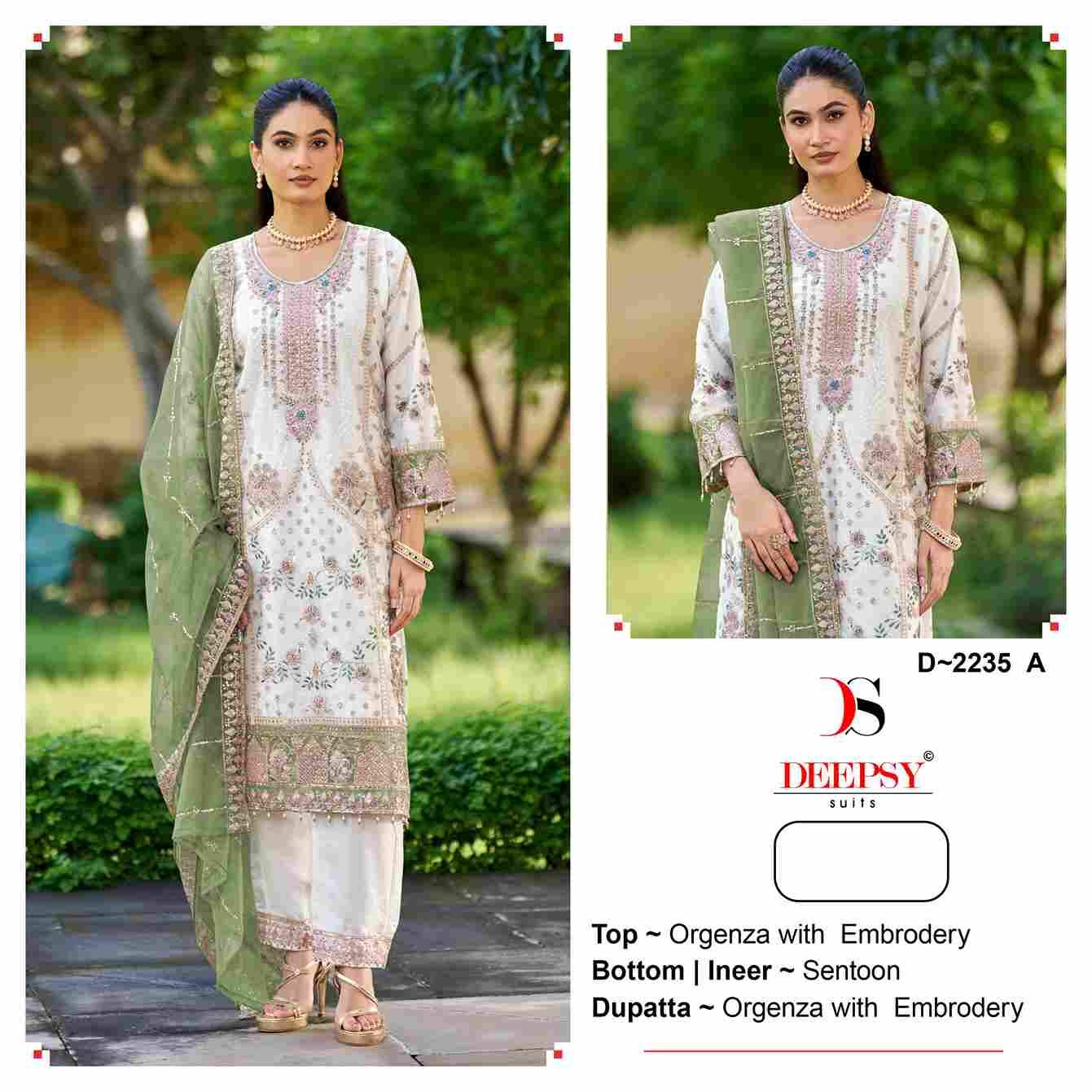 Deepsy Hit Design 2235 Colours By Deepsy Suits 2235-A To 2235-D Series Beautiful Pakistani Suits Colorful Stylish Fancy Casual Wear & Ethnic Wear Organza With Embroidered Dresses At Wholesale Price