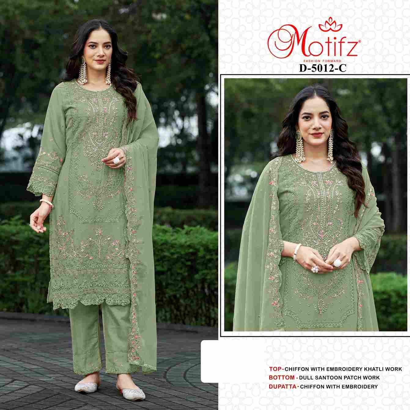 Motifz Hit Design 5012 Colours By Motifz 5012-A To 5012-D Series Beautiful Pakistani Suits Colorful Stylish Fancy Casual Wear & Ethnic Wear Chiffon Dresses At Wholesale Price