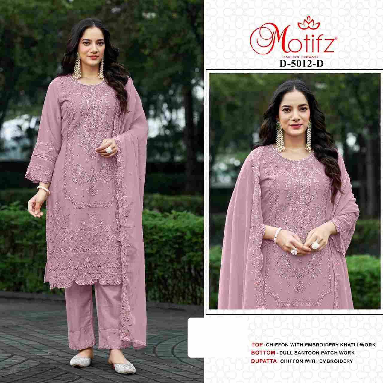 Motifz Hit Design 5012 Colours By Motifz 5012-A To 5012-D Series Beautiful Pakistani Suits Colorful Stylish Fancy Casual Wear & Ethnic Wear Chiffon Dresses At Wholesale Price