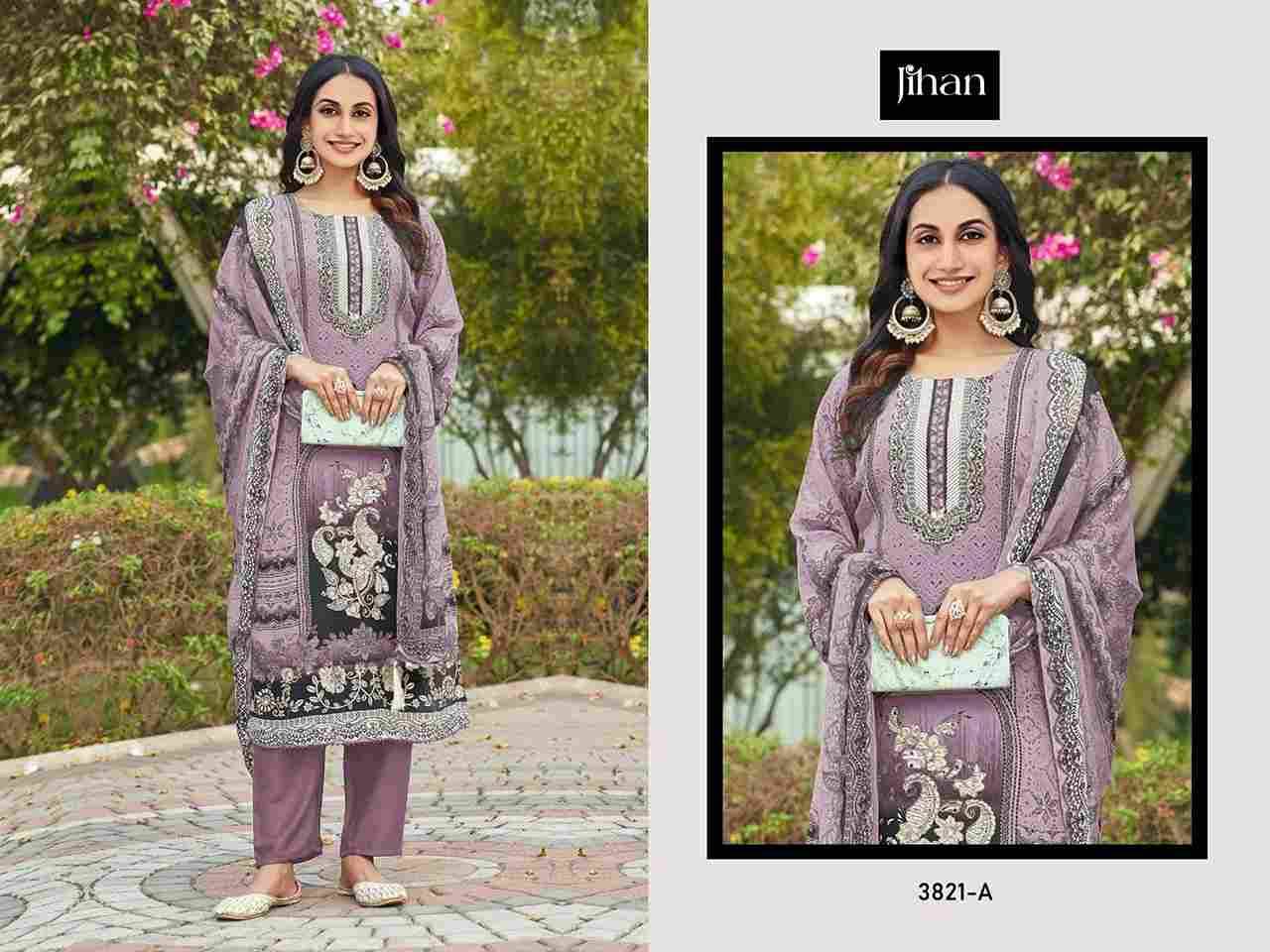 Jihan 3821 Colours By Jihan 3821-A To 3821-D Series Beautiful Pakistani Suits Colorful Stylish Fancy Casual Wear & Ethnic Wear Pure Viscose Muslin Dresses At Wholesale Price