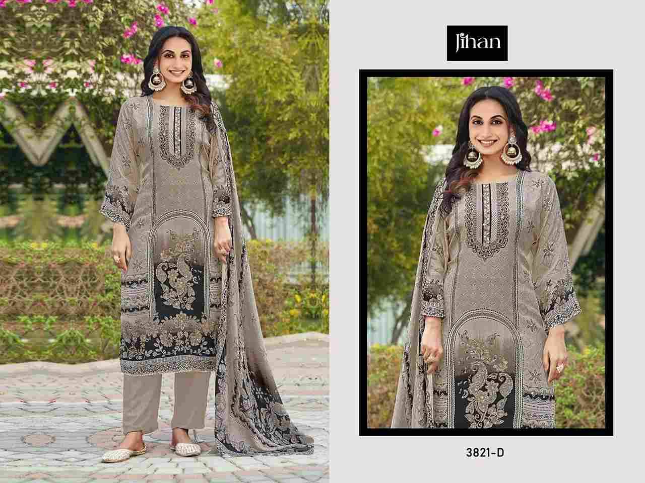 Jihan 3821 Colours By Jihan 3821-A To 3821-D Series Beautiful Pakistani Suits Colorful Stylish Fancy Casual Wear & Ethnic Wear Pure Viscose Muslin Dresses At Wholesale Price