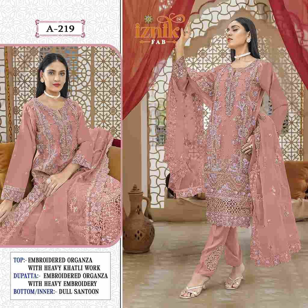 Iznik 219 Colours By Iznik Fab 219-A To 219-D Series Designer Pakistani Suits Beautiful Stylish Fancy Colorful Party Wear & Occasional Wear Organza With Embroidery Dresses At Wholesale Price