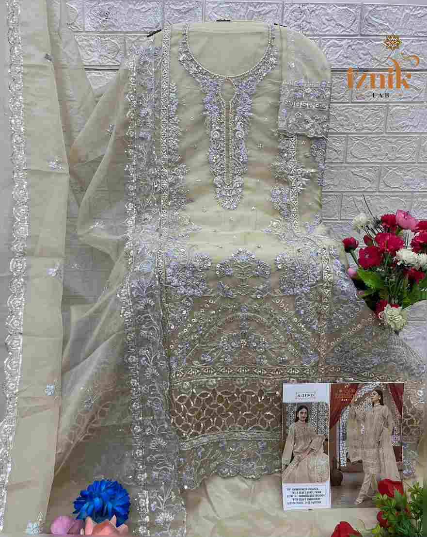 Iznik 219 Colours By Iznik Fab 219-A To 219-D Series Designer Pakistani Suits Beautiful Stylish Fancy Colorful Party Wear & Occasional Wear Organza With Embroidery Dresses At Wholesale Price