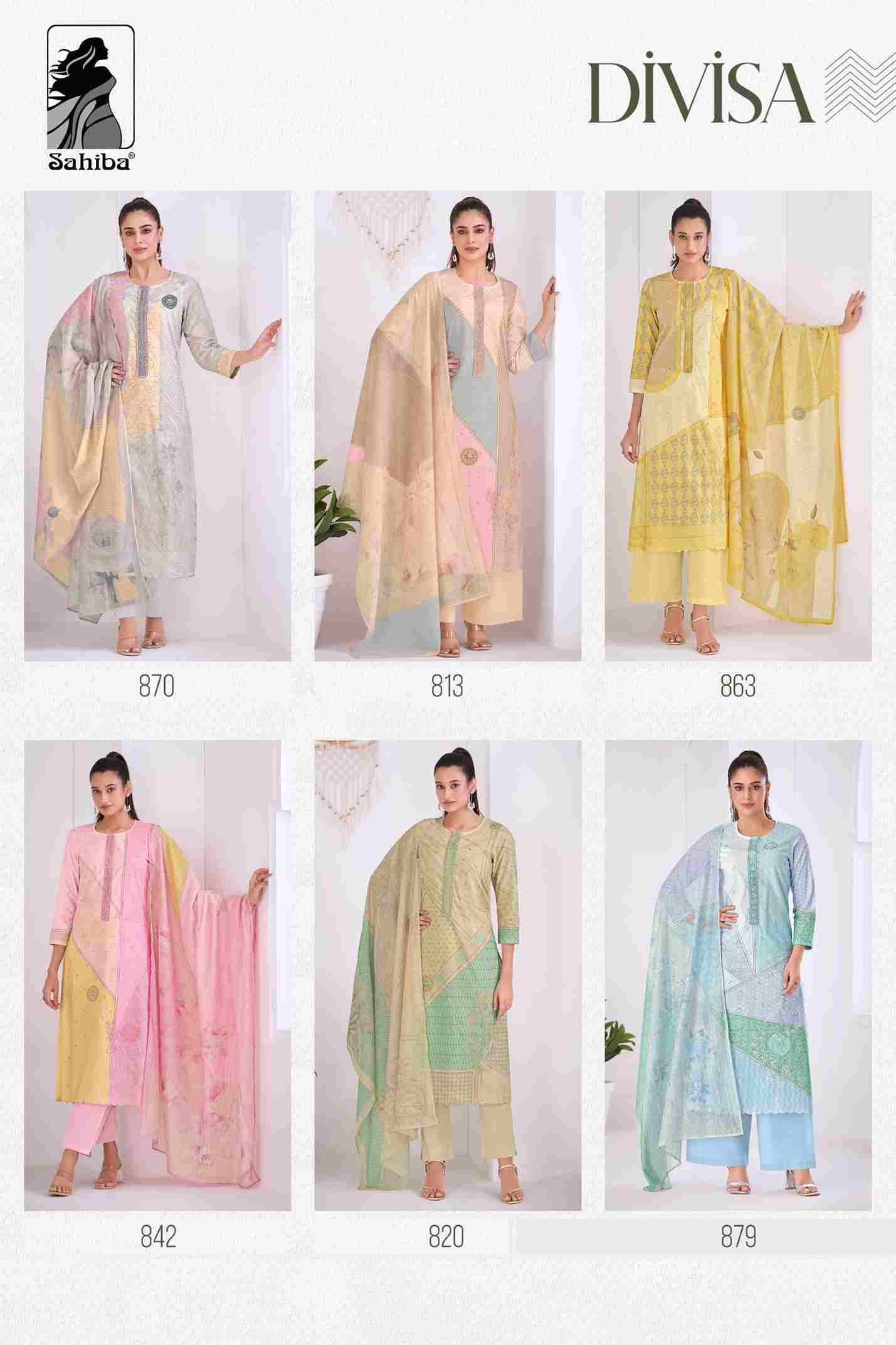 Divisa By Sahiba Fabrics Beautiful Festive Suits Colorful Stylish Fancy Casual Wear & Ethnic Wear Pure Cotton Lawn Dresses At Wholesale Price