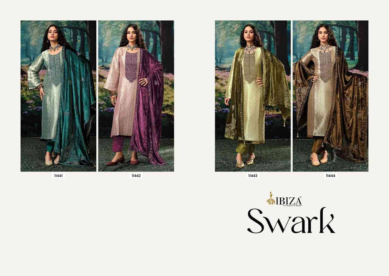 Swark By Ibiza 11441 To 11444 Series Designer Festive Suits Beautiful Fancy Stylish Colorful Party Wear & Occasional Wear Pure Silk Jacquard Dresses At Wholesale Price