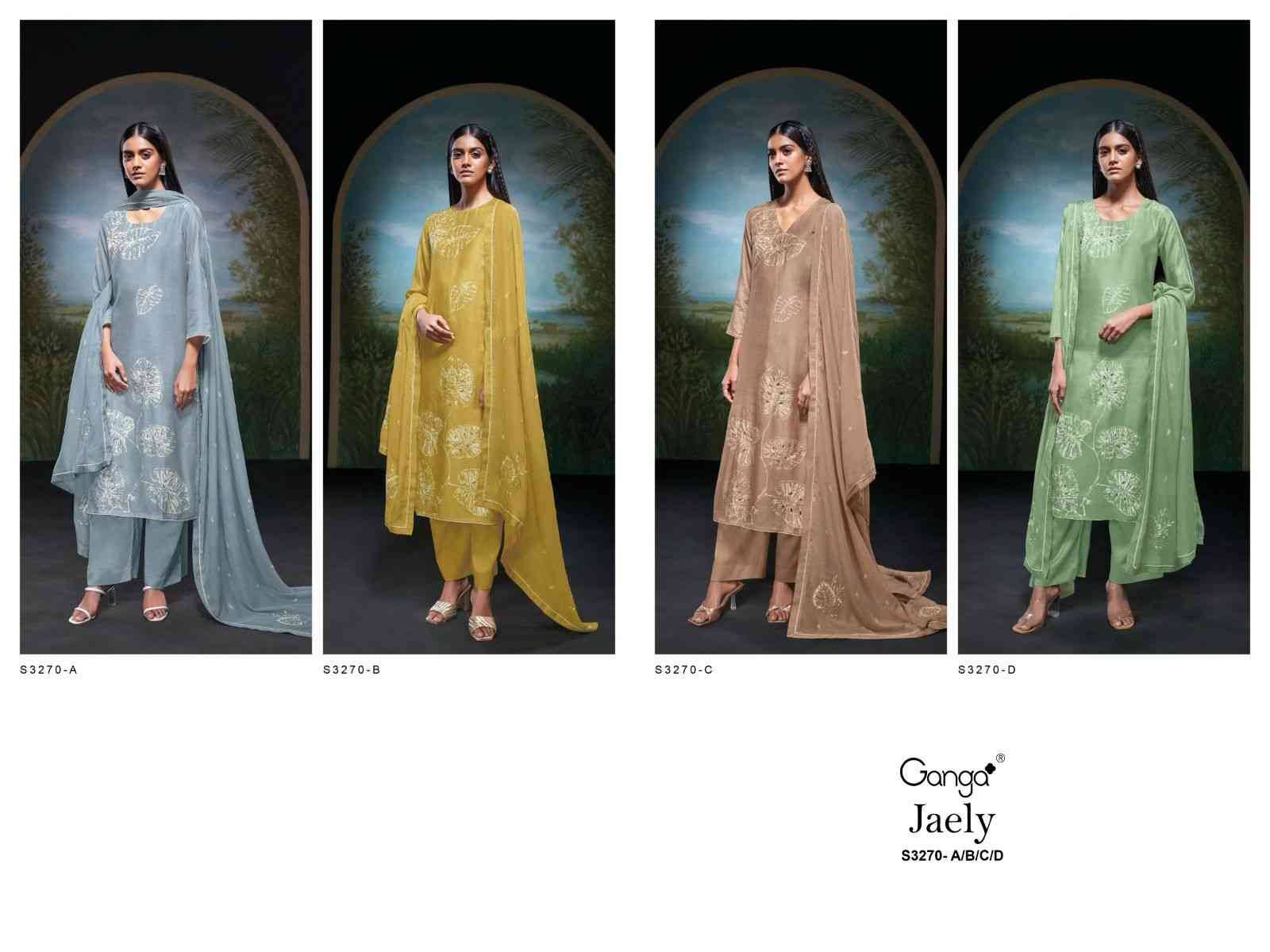 Jaely-3270 By Ganga Fashion 3270-A To 3270-D Series Beautiful Festive Suits Colorful Stylish Fancy Casual Wear & Ethnic Wear Pure Bemberg Silk Dresses At Wholesale Price
