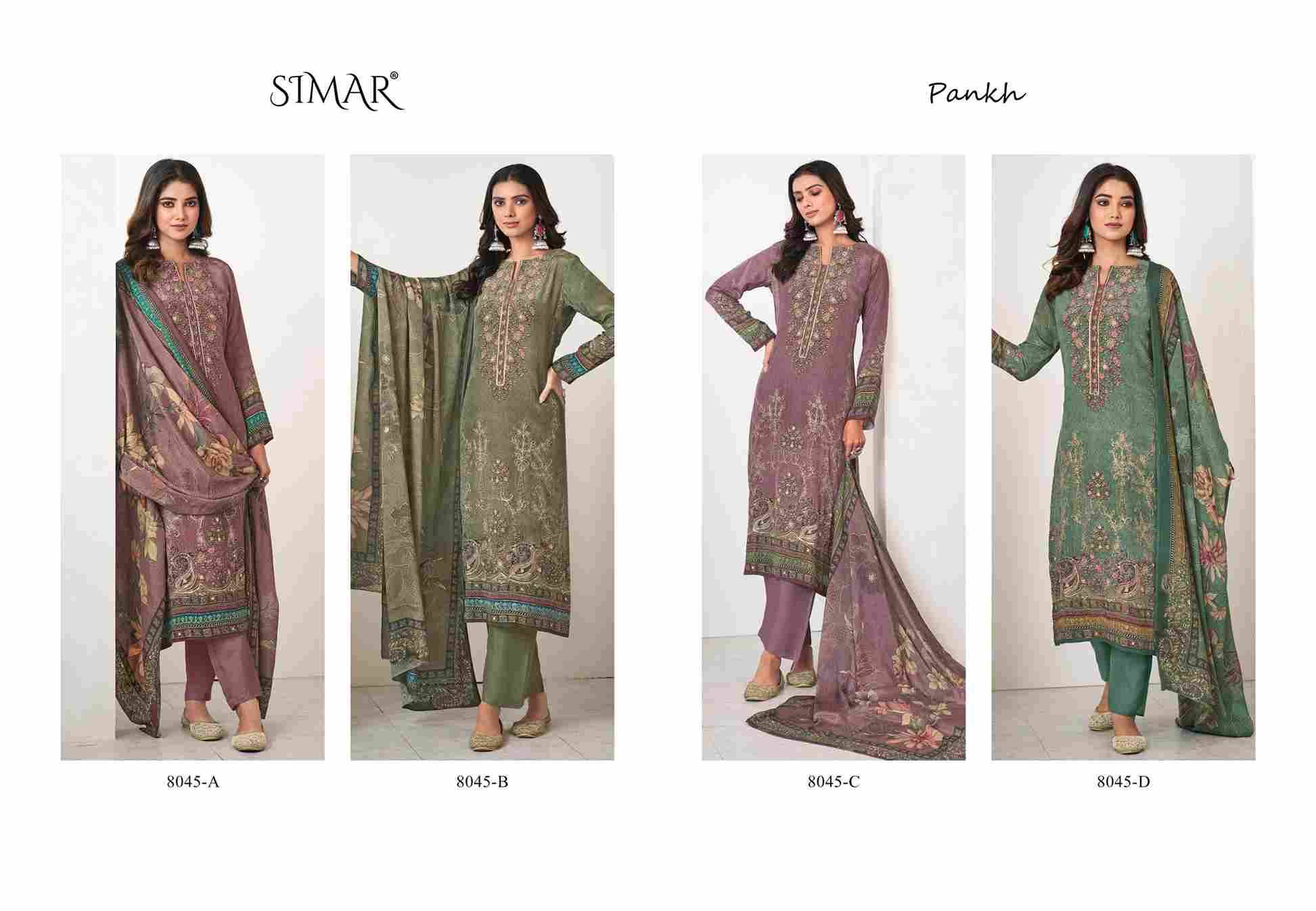 Pankh By Simar 8045-A To 8045-D Series Designer Festive Suits Beautiful Stylish Fancy Colorful Party Wear & Occasional Wear Pure Natural Crepe Dresses At Wholesale Price