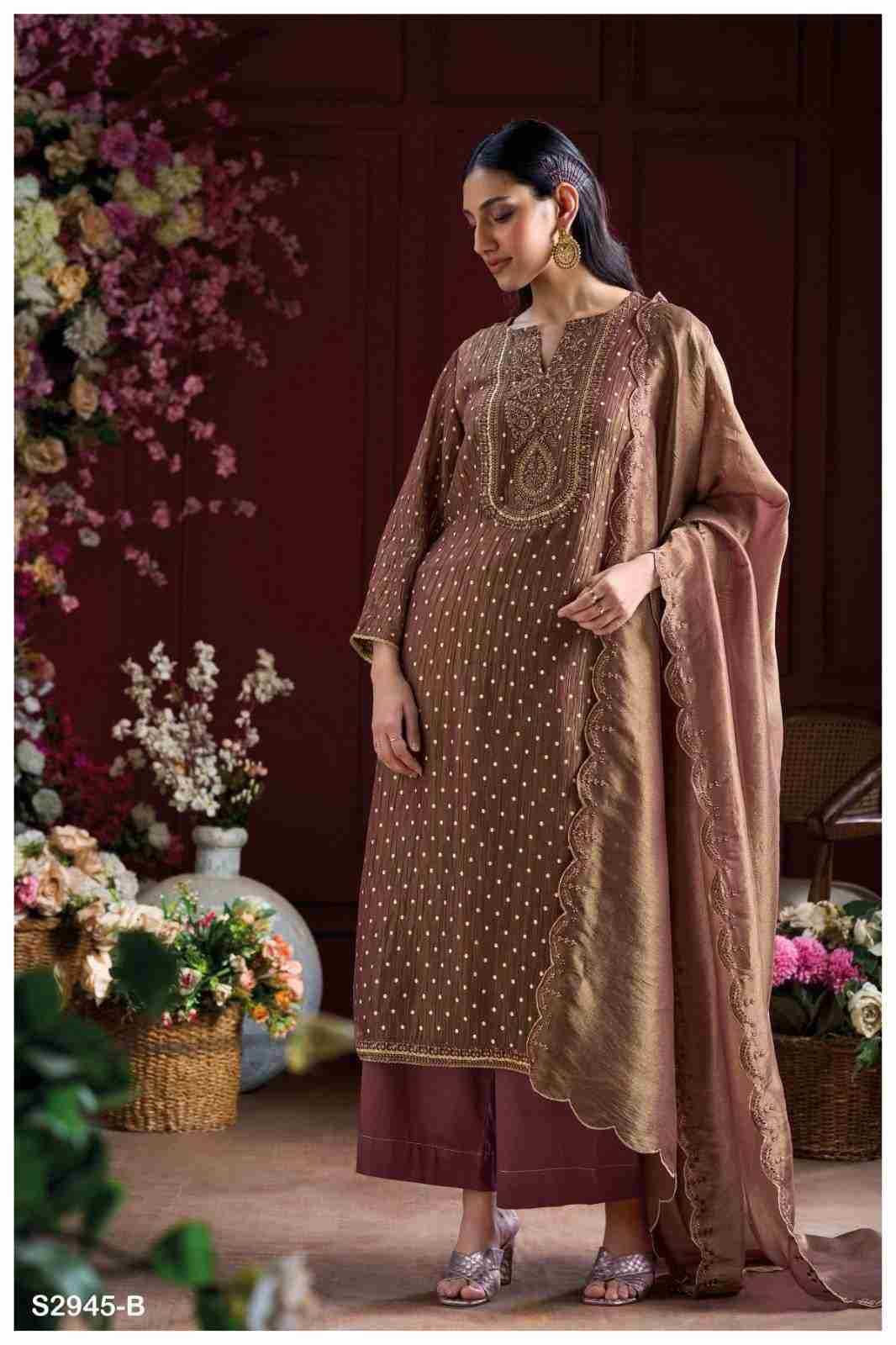 Kiely-2945 By Ganga Fashion 2945-A To 2945-B Series Beautiful Festive Suits Colorful Stylish Fancy Casual Wear & Ethnic Wear Pure Viscose Silk Dresses At Wholesale Price