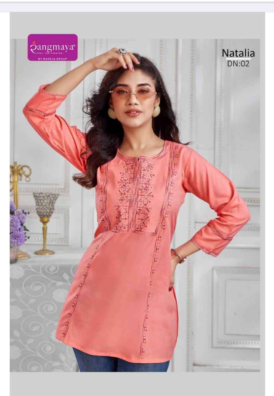 Natalia By Rangmaya 01 To 08 Series Designer Stylish Fancy Colorful Beautiful Party Wear & Ethnic Wear Collection Heavy Rayon Tops At Wholesale Price