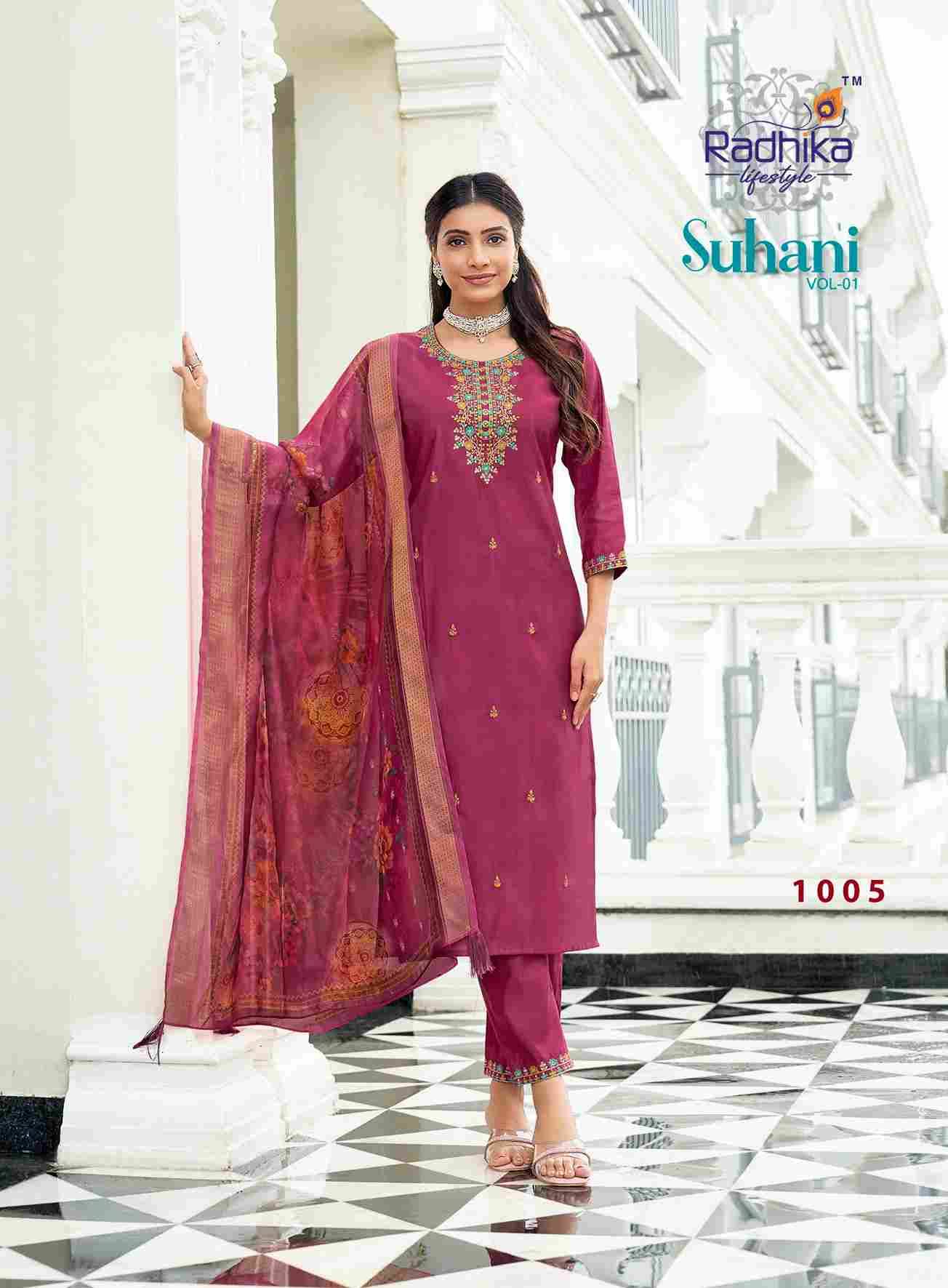 Suhani Vol-1 By Radhika Lifestyle 1001 To 1006 Series Beautiful Festive Suits Colorful Stylish Fancy Casual Wear & Ethnic Wear Roman Silk Dresses At Wholesale Price