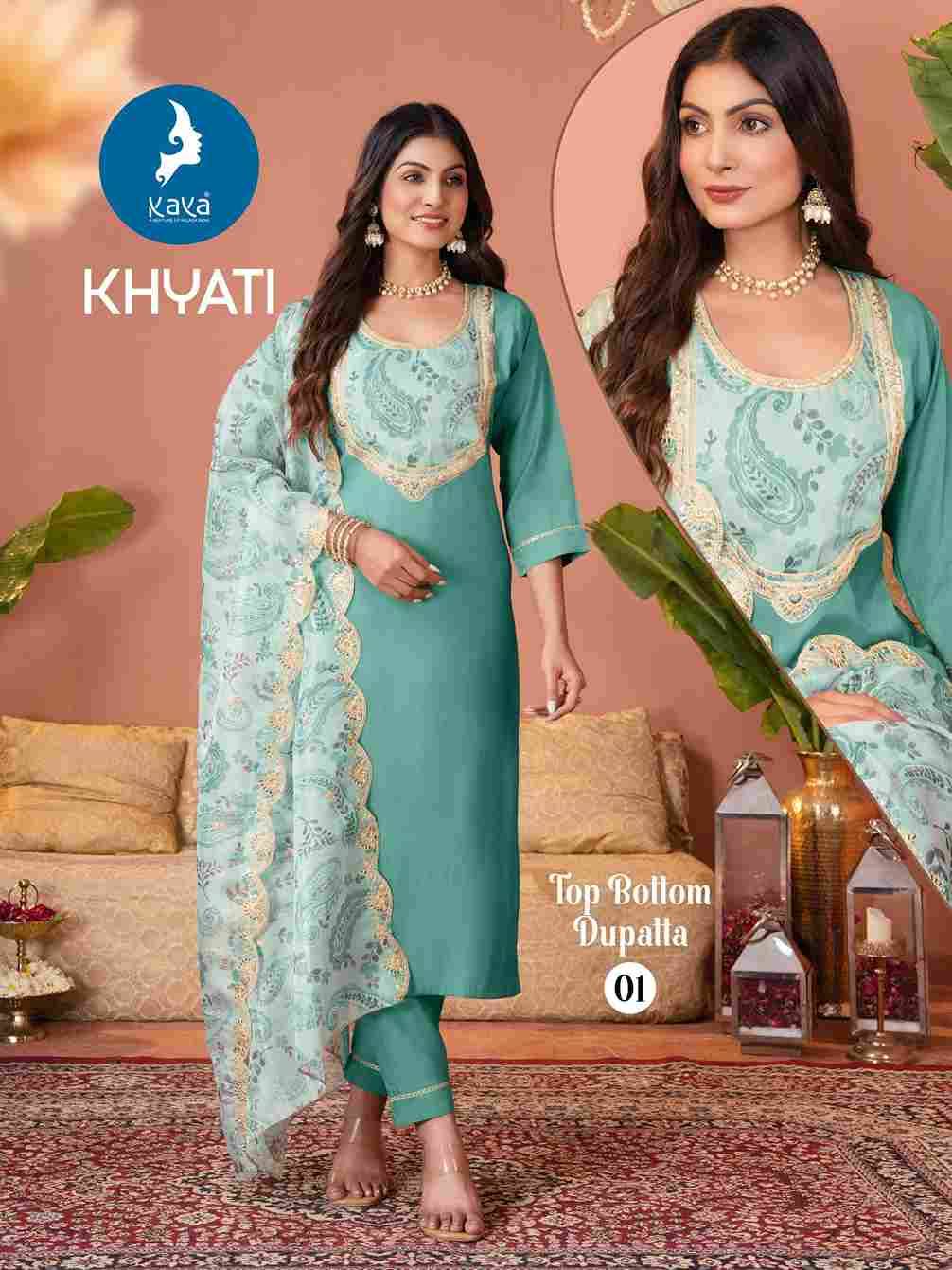 Khyati By Kaya 01 To 06 Series Beautiful Stylish Festive Suits Fancy Colorful Casual Wear & Ethnic Wear & Ready To Wear Roman Shimmer Dresses At Wholesale Price