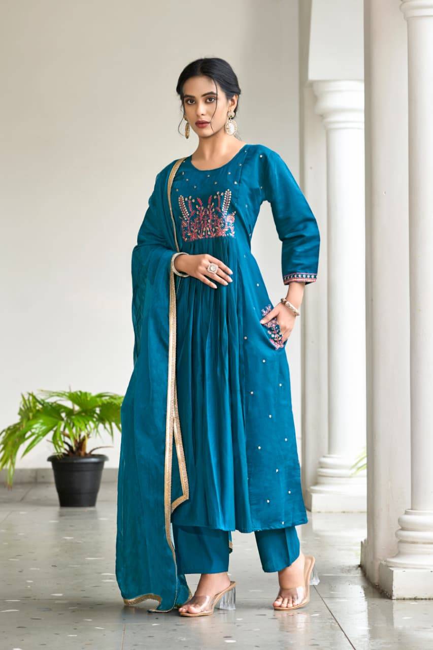 Gulzar By Ossm 1001 To 1006 Series Designer Festive Suits Beautiful Fancy Stylish Colorful Party Wear & Occasional Wear Viscose Silk Embroidered Dresses At Wholesale Price