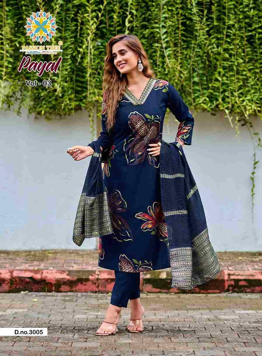 Payal Vol-3 By Passion Tree 3001 To 3008 Series Beautiful Festive Suits Colorful Stylish Fancy Casual Wear & Ethnic Wear Vertican Print Dresses At Wholesale Price