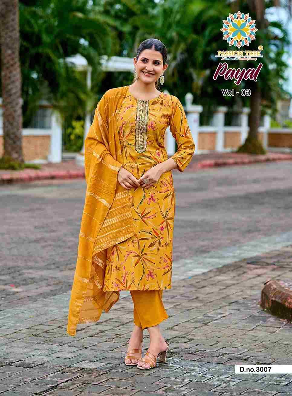 Payal Vol-3 By Passion Tree 3001 To 3008 Series Beautiful Festive Suits Colorful Stylish Fancy Casual Wear & Ethnic Wear Vertican Print Dresses At Wholesale Price