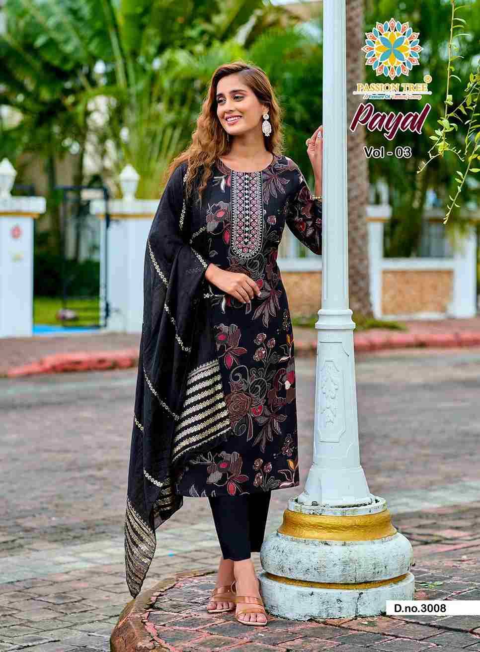 Payal Vol-3 By Passion Tree 3001 To 3008 Series Beautiful Festive Suits Colorful Stylish Fancy Casual Wear & Ethnic Wear Vertican Print Dresses At Wholesale Price