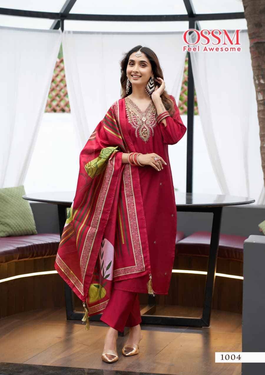 Saanchi By Ossm 1001 To 1006 Series Designer Festive Suits Beautiful Fancy Stylish Colorful Party Wear & Occasional Wear Viscose Silk Embroidered Dresses At Wholesale Price