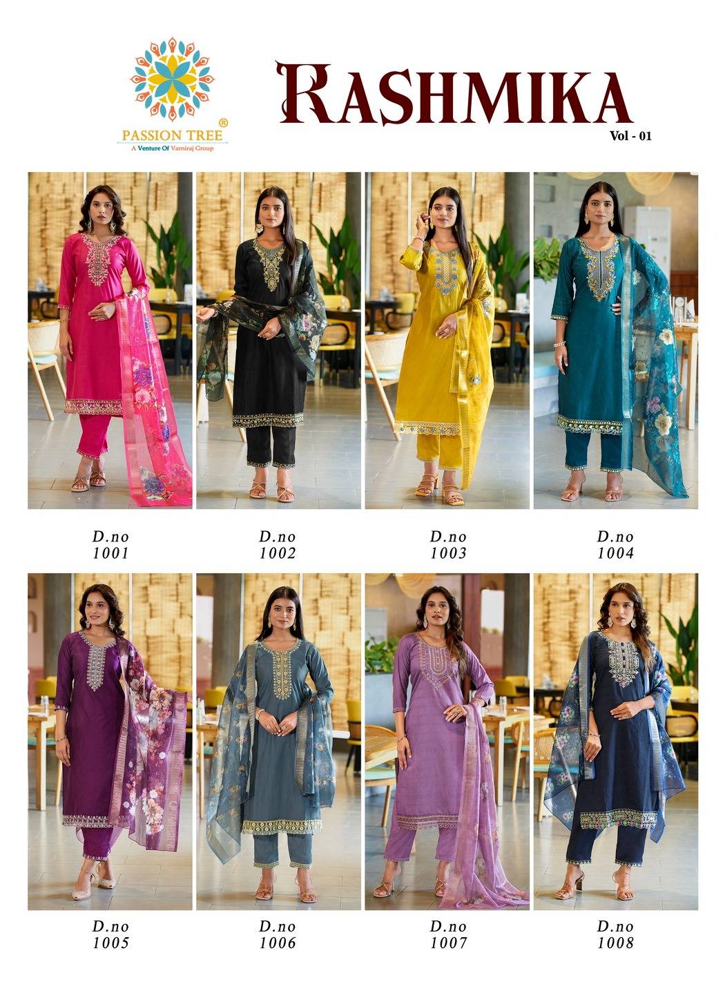 Rashmika Vol-1 By Passion Tree 1001 To 1008 Series Beautiful Festive Suits Colorful Stylish Fancy Casual Wear & Ethnic Wear Viscose Silk Print Dresses At Wholesale Price
