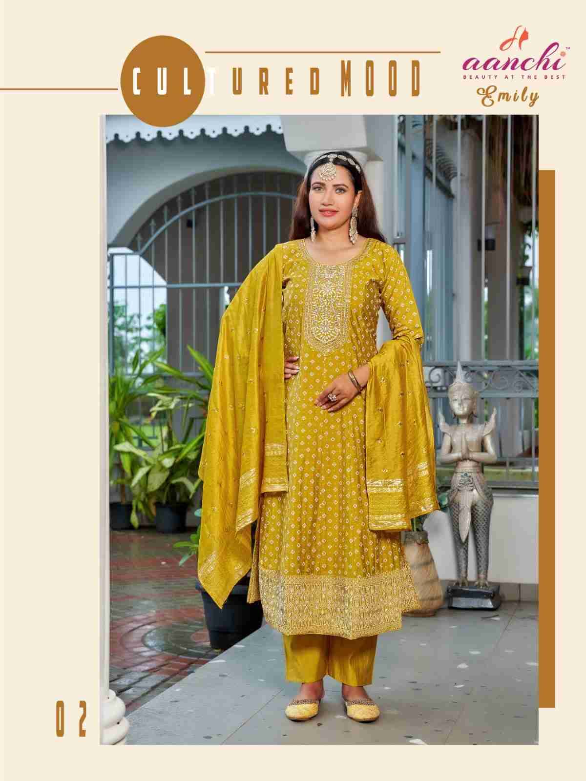 Emily By Aanchi 01 To 04 Series Beautiful Festive Suits Colorful Stylish Fancy Casual Wear & Ethnic Wear Roman Silk Dresses At Wholesale Price