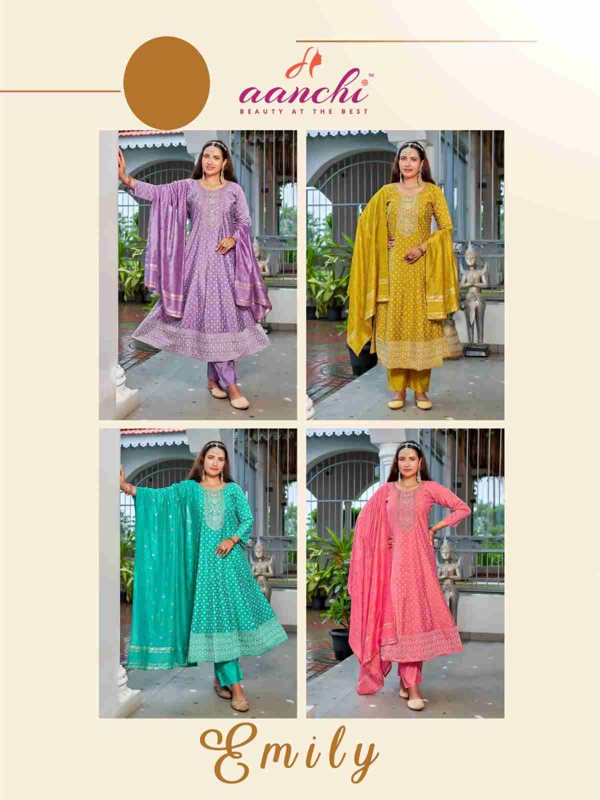 Emily By Aanchi 01 To 04 Series Beautiful Festive Suits Colorful Stylish Fancy Casual Wear & Ethnic Wear Roman Silk Dresses At Wholesale Price
