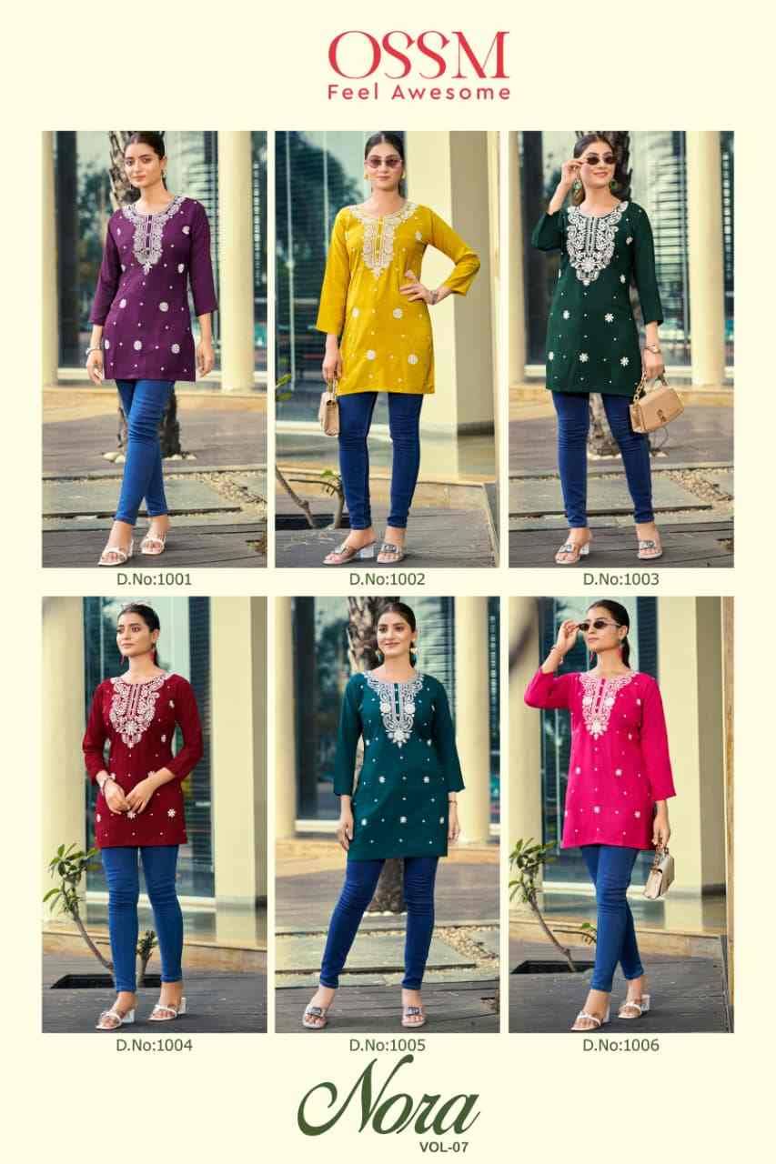 Nora Vol-7 By Ossm 1001 To 1006 Series Designer Stylish Fancy Colorful Beautiful Party Wear & Ethnic Wear Collection Rayon Slub Tops At Wholesale Price