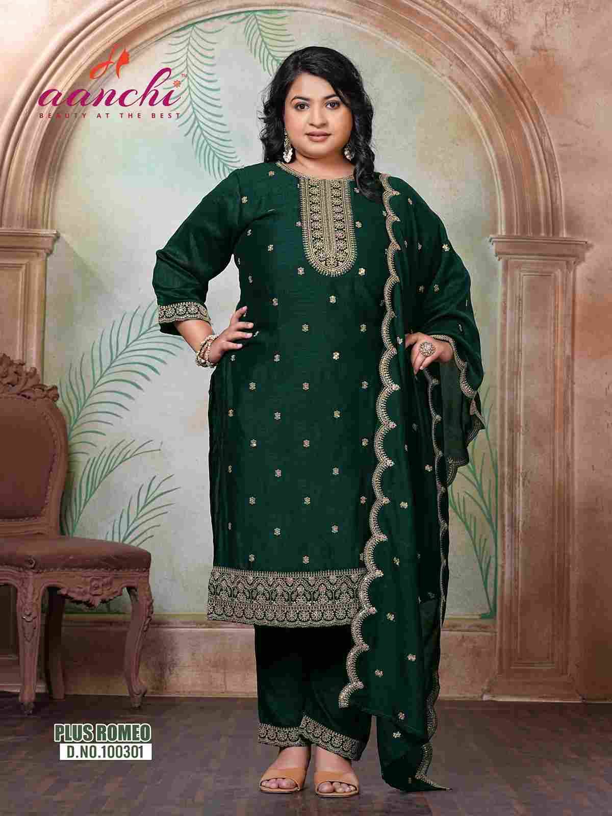 Plus Romeo By Aanchi Combo Set 100300 To 100303 Series Beautiful Stylish Festive Suits Fancy Colorful Casual Wear & Ethnic Wear & Ready To Wear Vichitra Silk Print Dresses At Wholesale Price