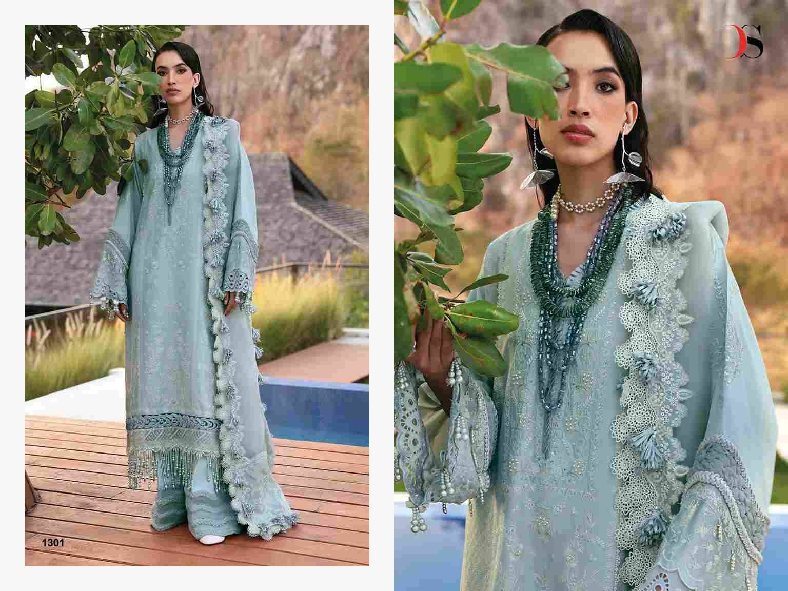 Maria.B. Premium Embroidered-25 Vol-3 By Deepsy Suits 1301 To 1306 Series Pakistani Stylish Beautiful Colourful Printed & Embroidered Party Wear & Occasional Wear Pure Cotton Dresses At Wholesale Price