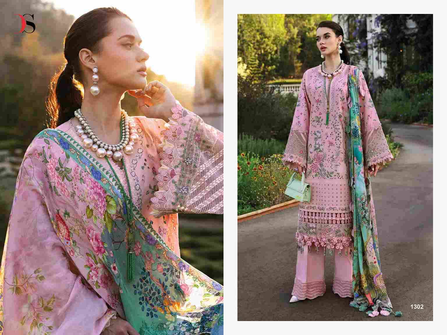 Maria.B. Premium Embroidered-25 Vol-3 By Deepsy Suits 1301 To 1306 Series Pakistani Stylish Beautiful Colourful Printed & Embroidered Party Wear & Occasional Wear Pure Cotton Dresses At Wholesale Price