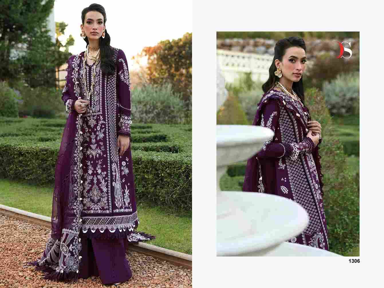 Maria.B. Premium Embroidered-25 Vol-3 By Deepsy Suits 1301 To 1306 Series Pakistani Stylish Beautiful Colourful Printed & Embroidered Party Wear & Occasional Wear Pure Cotton Dresses At Wholesale Price