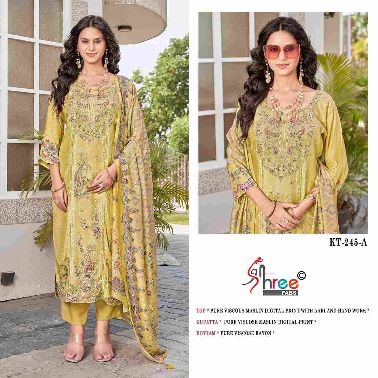Shree Fabs Hit Design KT-245 Colours By Shree Fabs KT-245 To KT-245-C Series Designer Pakistani Suits Beautiful Fancy Stylish Colorful Party Wear & Occasional Wear Pure Viscose Muslin Embroidery Dresses At Wholesale Price