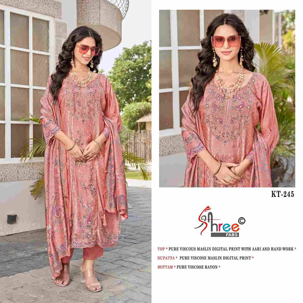 Shree Fabs Hit Design KT-245 Colours By Shree Fabs KT-245 To KT-245-C Series Designer Pakistani Suits Beautiful Fancy Stylish Colorful Party Wear & Occasional Wear Pure Viscose Muslin Embroidery Dresses At Wholesale Price