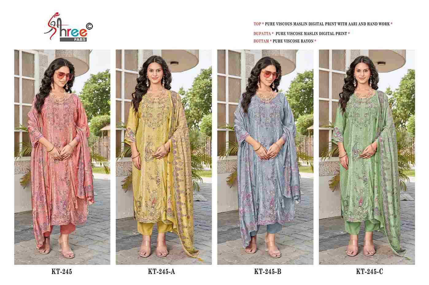 Shree Fabs Hit Design KT-245 Colours By Shree Fabs KT-245 To KT-245-C Series Designer Pakistani Suits Beautiful Fancy Stylish Colorful Party Wear & Occasional Wear Pure Viscose Muslin Embroidery Dresses At Wholesale Price