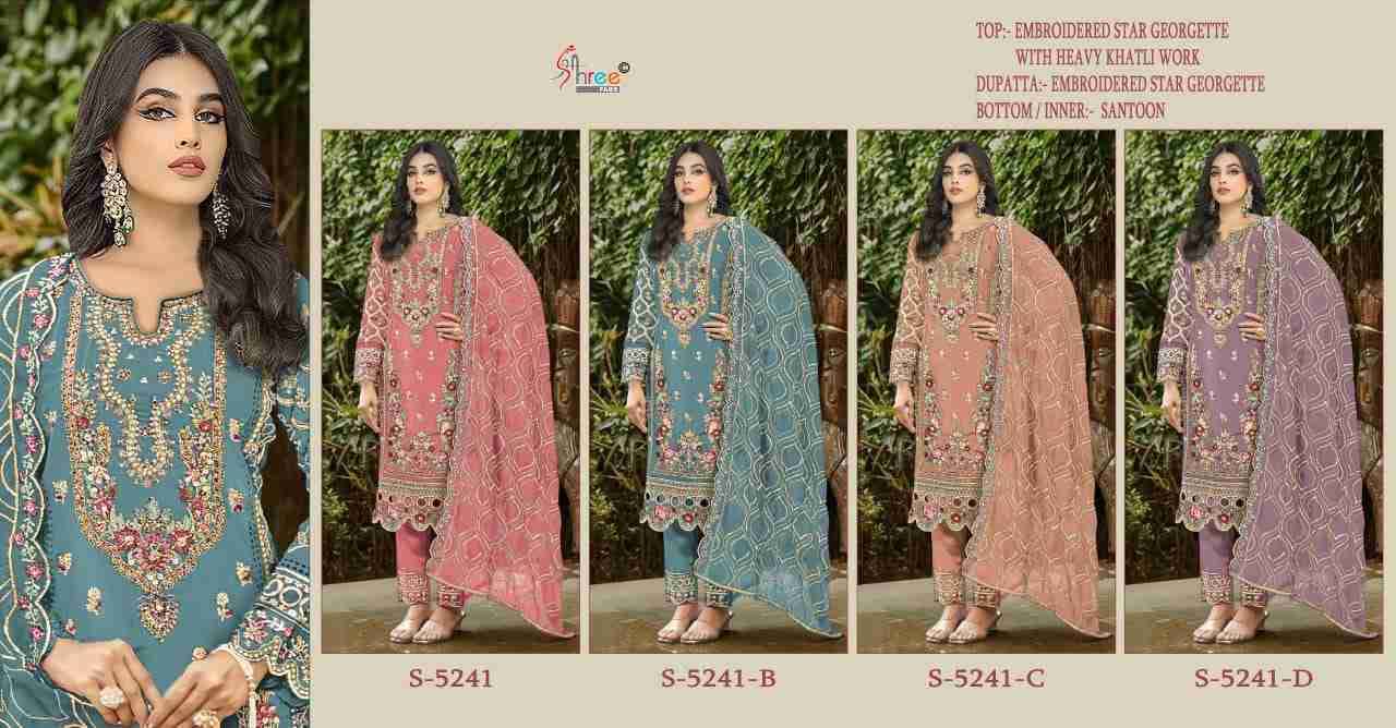 Shree Fabs Hit Design S-5241 Colours By Shree Fabs S-5241-A To S-5241-D Series Beautiful Stylish Pakistani Suits Fancy Colorful Casual Wear & Ethnic Wear & Ready To Wear Georgette Embroidery Dresses At Wholesale Price