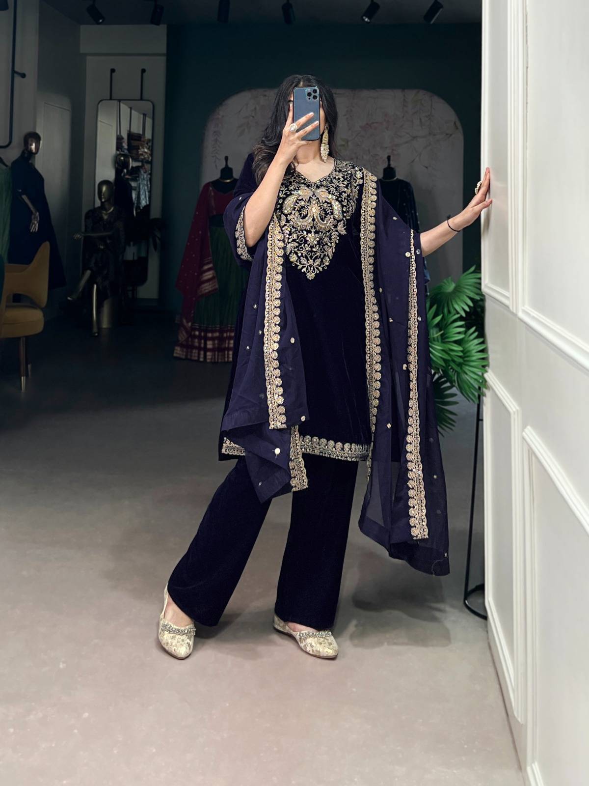 Sf-1066 By Fashid Wholesale Beautiful Stylish Fancy Colorful Casual Wear & Ethnic Wear Velvet Dresses At Wholesale Price