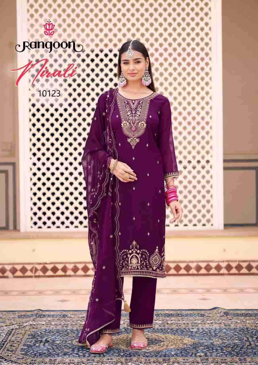 Nirali By Rangoon 10121 To 10124 Series Beautiful Festive Suits Colorful Stylish Fancy Casual Wear & Ethnic Wear Chiffon Dresses At Wholesale Price