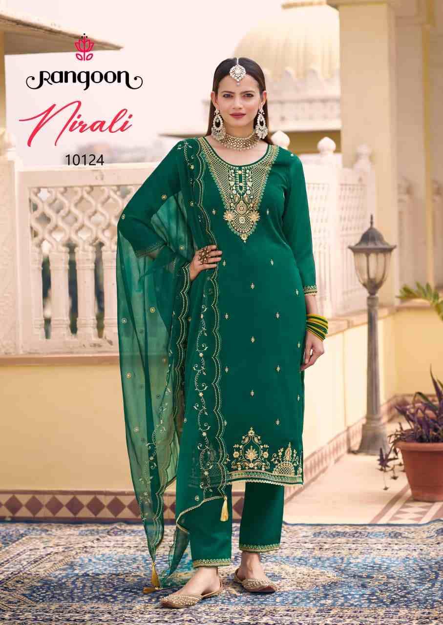 Nirali By Rangoon 10121 To 10124 Series Beautiful Festive Suits Colorful Stylish Fancy Casual Wear & Ethnic Wear Chiffon Dresses At Wholesale Price