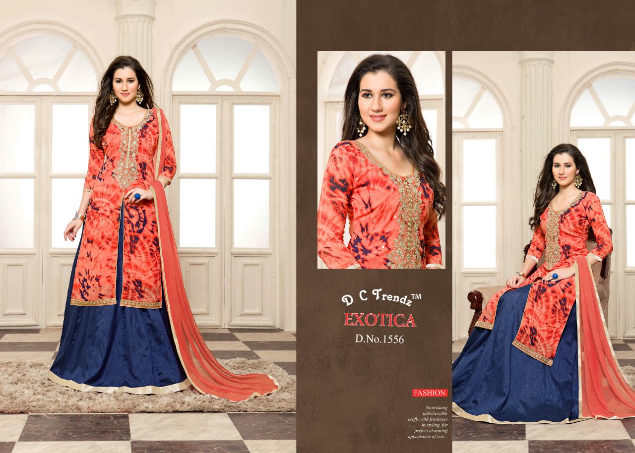 Exotica By Dc Trendz 1551 To 1556 Series Beautiful Stylish Designer Printed And Embroidered Party Wear Georgette Dresses At Wholesale Price