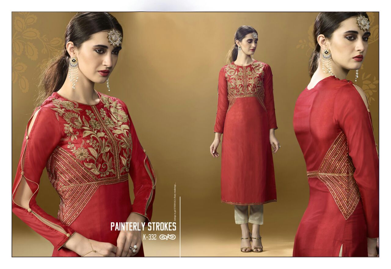 Glint By Eternal 332 To 343 Series Western Beautiful Stylish Designer Embroidered Party Wear & Ethnic Wear Art Silk Kurtis At Wholesale Price