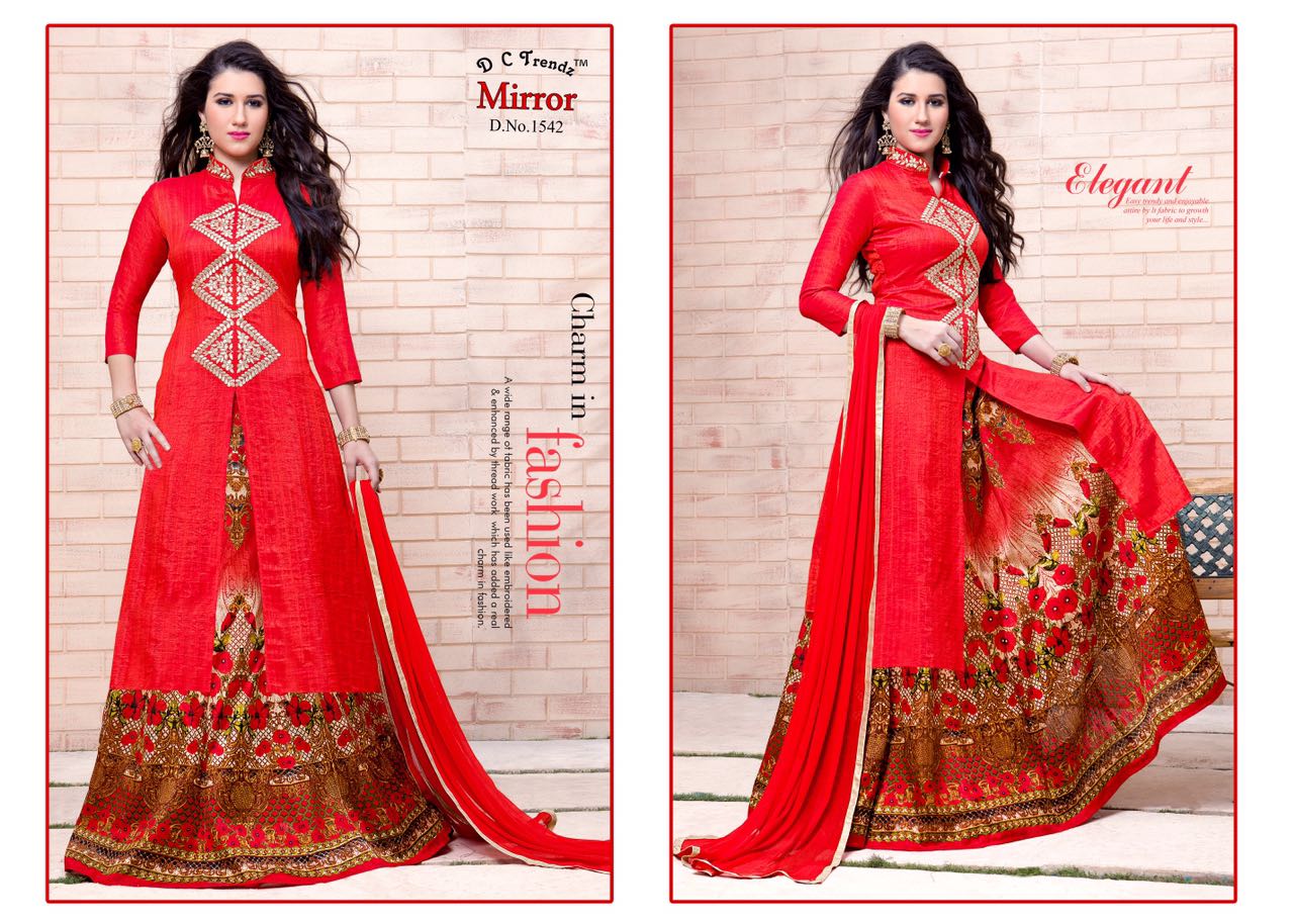 Mirror By Dc Trendz 1540 To 1543 Series Indian Ethnic Beautiful Stylish Designer Embroidered Party Wear Silk Dresses At Wholesale Price