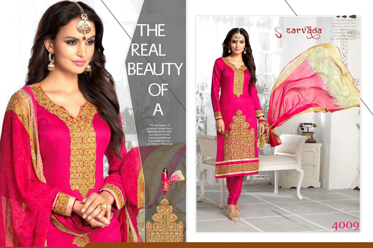 Sariq By Sarvada Creation 4009 To 4018 Series Indian Traditional Beautiful Stylish Designer Embroidered Party Wear Glaze Cotton Dresses At Wholesale Price