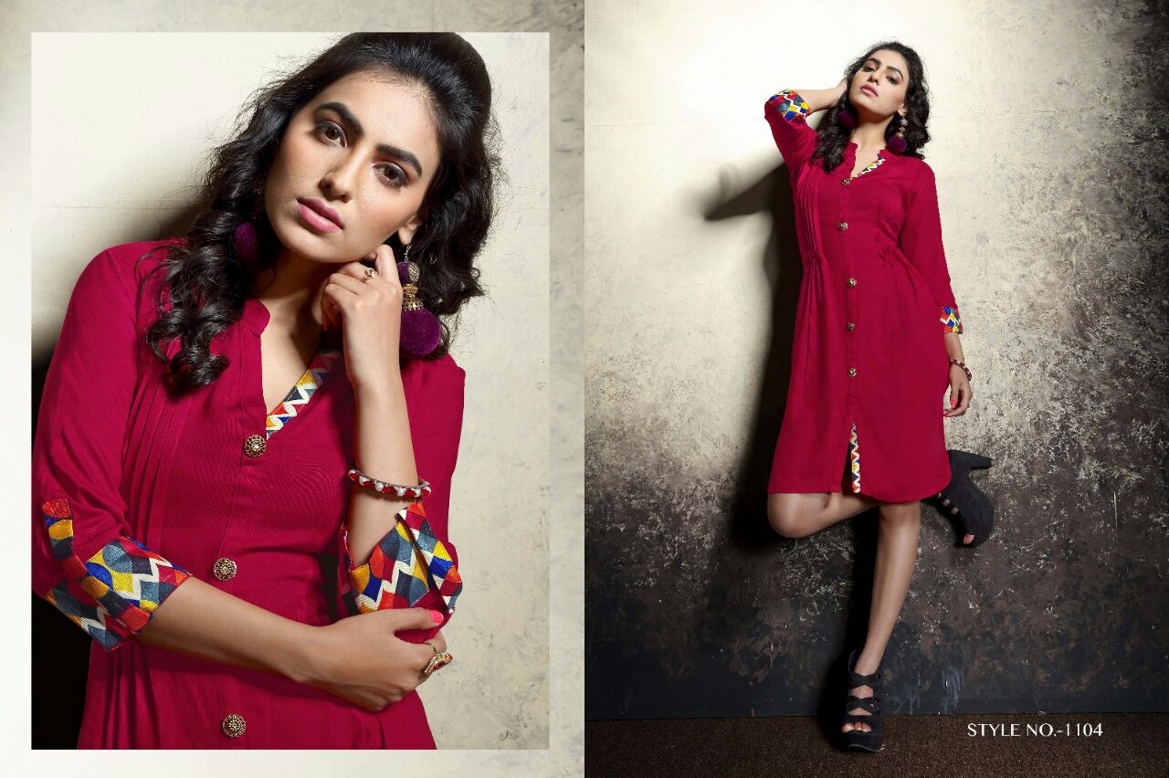Shyra By Veera Tex 1101 To 1108 Series Western Beautiful Stylish Designer Printed Casual Wear Rayon Kurtis At Wholesale Price