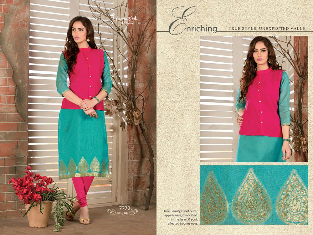 Shagun By Arena Fashions 7771 To 7781 Series Indian Ethnic Beautiful Stylish Designer Ready To Wear Party Wear Casual Wear Banarasi Jacquard Chanderi Kurtis At Wholesale Price