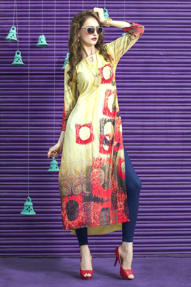 Feminista Urbanari By Arena Fashion101 To 107 Series Beautiful Colourful Stylish Party Wear Casual Wear Occasional Wear Printed Reyon Kurties At Wholesale Price