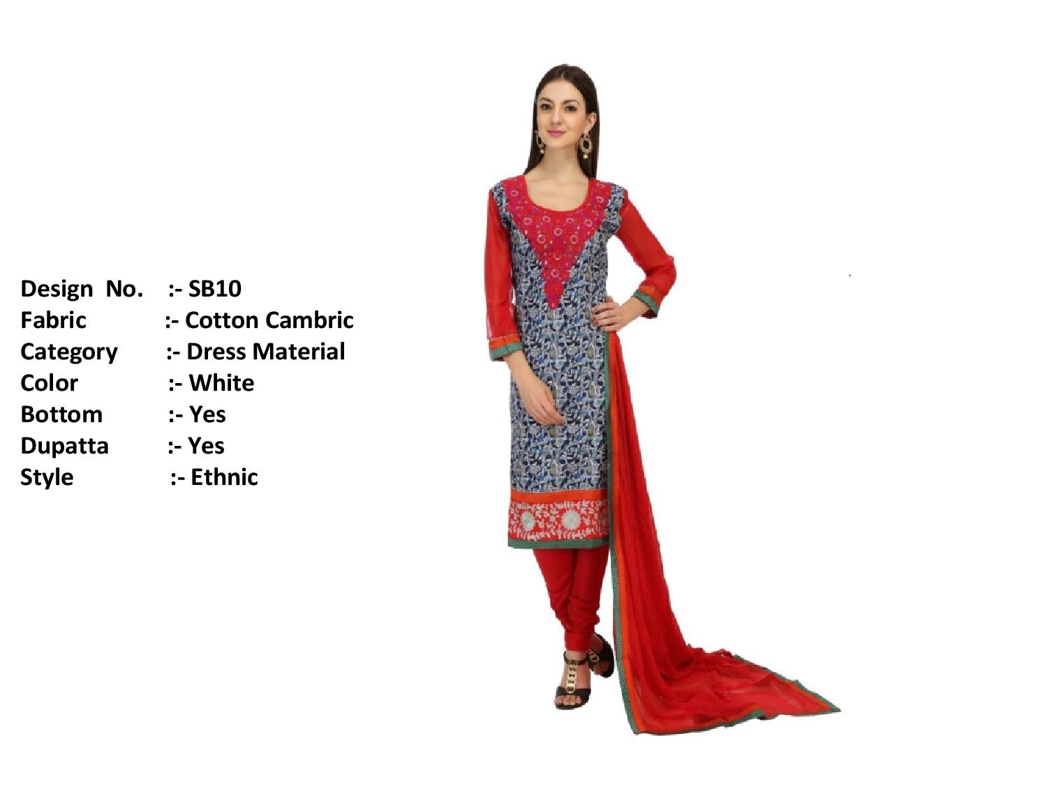 Oovao By Rp Trendz Sb01 To Sb10 Series Indian Ethnic Stylish Designer Embroidered Casual Wear Cotton Cambric Dresses At Wholesale Price