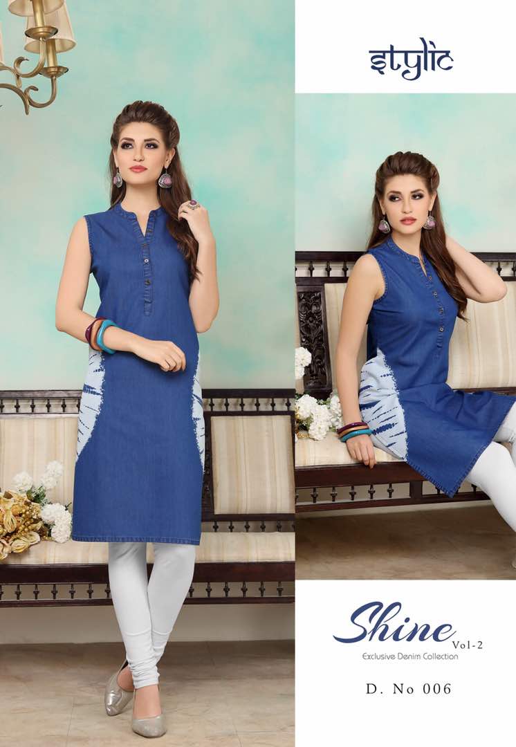Shine-2 001 To 012 Series By Stylic Beautiful Stylish Casual Wear Occasional Wear Party Wear Denim Kurti At Wholesale Price