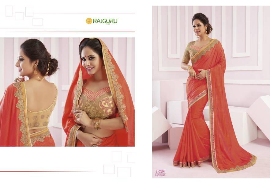 Kangana-2 2611 To 2621 Series By Raj Guru Beautiful Embroidered Stylish Colorful Fancy Pretty Party Wear Occasional Wear Traditional Wear Printed Sarees At Wholesale Price