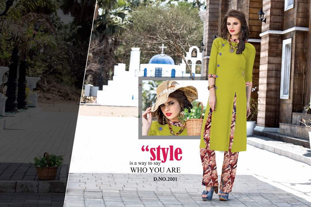 Touch-2 2001 To 2009 Series By Prime Beautiful Colourful Stylish Fancy Pretty Party Wear Casual Wear Occasional Wear Printed Reyon Kurti At Wholesale Price