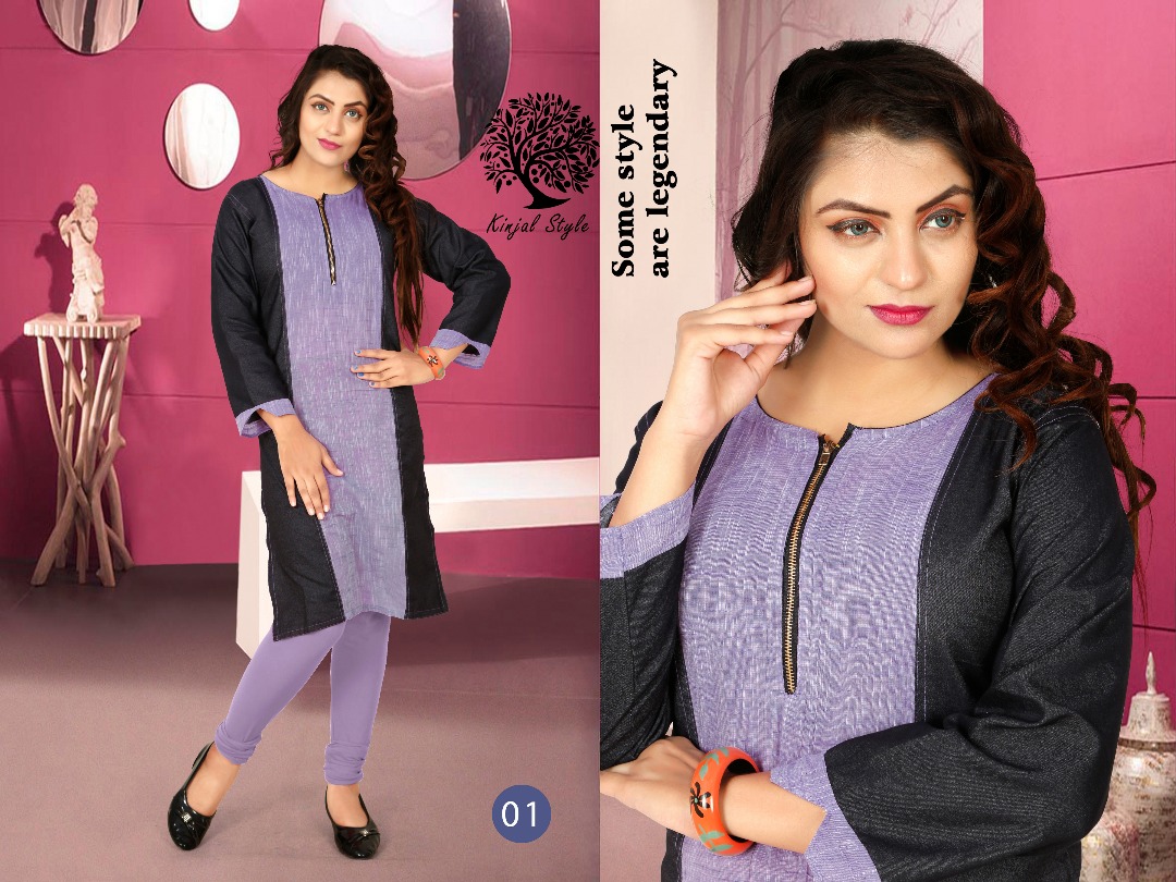 Denim Vol-3 By Kinjal Style 01 To 10 Series Fancy Stylish Designer Casual Wear And Occasional Wear Denim Kurtis At Wholesale Price