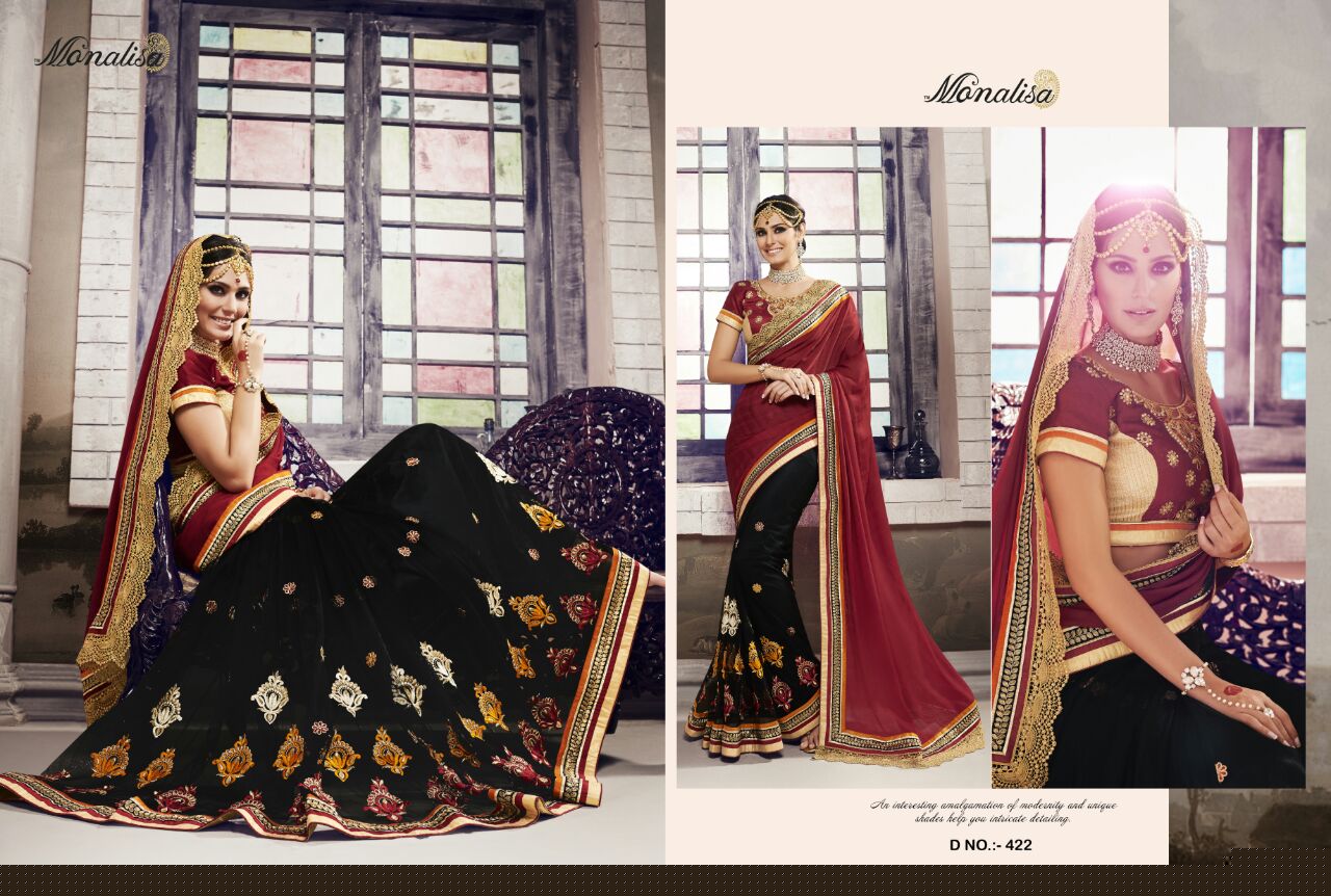 Monalisa 400 Series By Monalisa Indian Traditional Beautiful Embroidered Designer Colourful Party Wear Occasional Wear Ethnic Wear Sarees At Wholesale Price