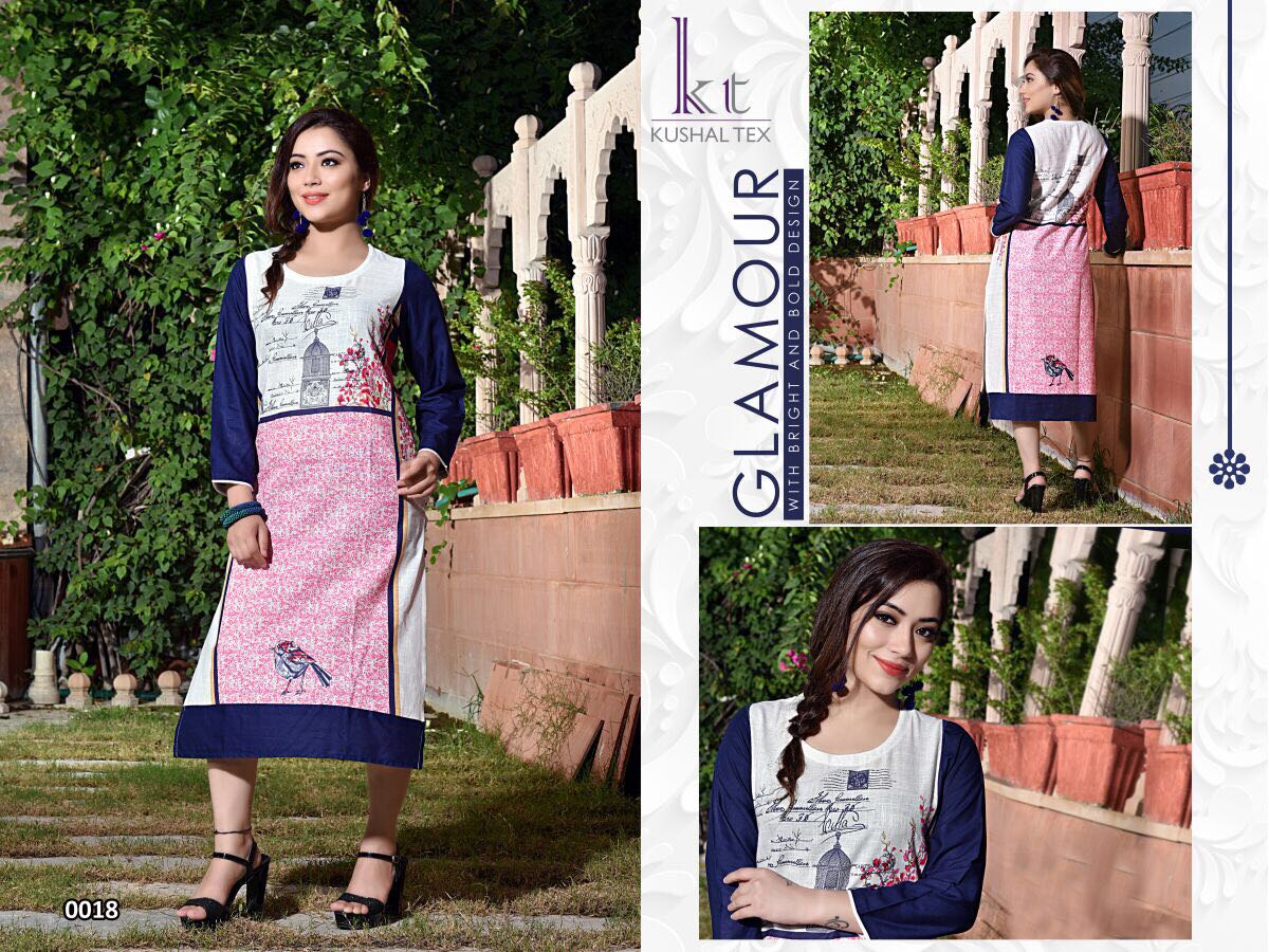Kween By Kushal Tex 0010 To 0019 Series Beautiful Designer Colorful Fancy Casual Wear & Ready To Wear Cotton Slub Printed Kurtis At Wholesale Price